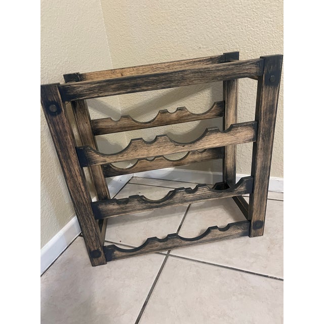 Wood Rustic Solid Wood Countertop Wine Rack – Holds 8 Bottles For Sale - Image 7 of 8