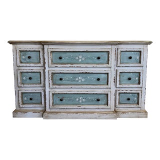 Vintage Hand Painted Shabby Chic Chest of Drawers & Nightstand For Sale
