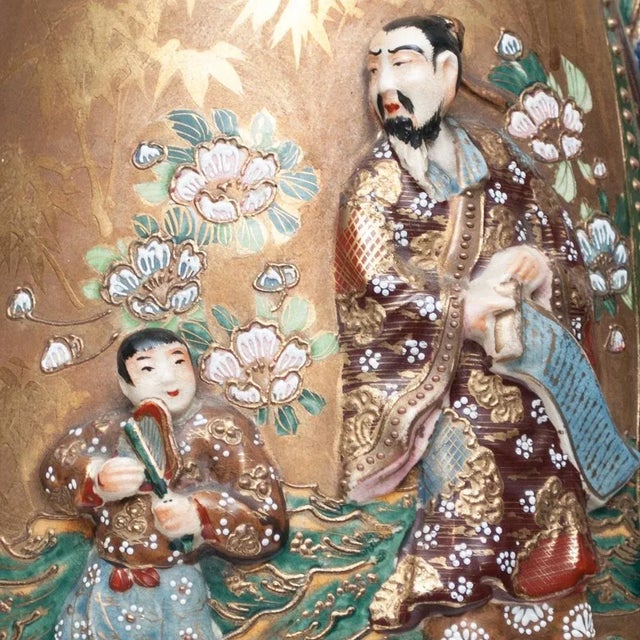 Ceramic 1850s XL Japanese Satsuma Vase For Sale - Image 7 of 13