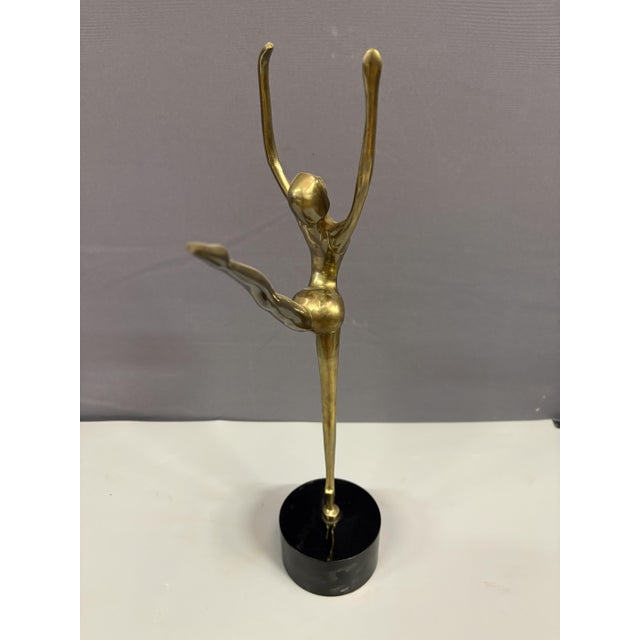 Metal Brass Dancer with Wooden Base, 1980 For Sale - Image 7 of 11
