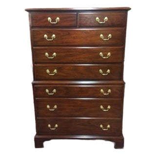 Pre-Owned Henkel Harris Tall Chest, Chest of Drawers, Mahogany Tall Chest Finish 29 Henkel Harris For Sale