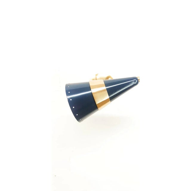 Mid-Century Modern Blue & Gold Adjustable Sconce For Sale - Image 3 of 7