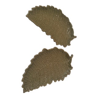 Pair of Ceramic Fern Side Plates For Sale