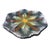A striking and vibrant pair of vintage mid-century modern ceramic plates, handmade and meticulously hand-painted in South...