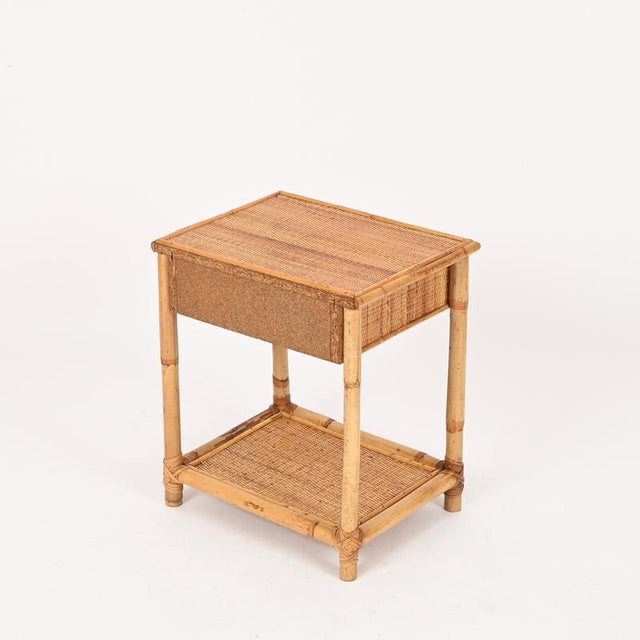 French Riviera Nightstands in Bamboo, Rattan and Brass, Italy, 1970s, Set of 2 For Sale - Image 13 of 14