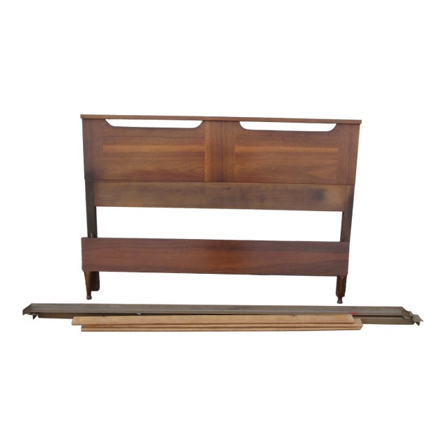 Mid Century Modern Walnut Bed Headboard Footboard Full For Sale