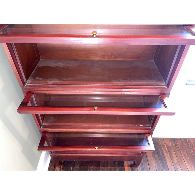 Brown Antique Walnut Globe Wernicke Four Stacking Barrister Bookcase For Sale - Image 8 of 13