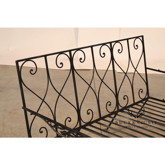 Vintage Wrought Iron Scrollwork Garden Bench For Sale - Image 12 of 18