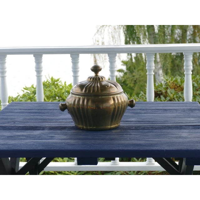 Vintage Large Brass Lidded Pot For Sale - Image 11 of 12