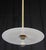 Mid 20th Century Industrial Flat Disc Milk Glass Brass Pole Pendant Light For Sale - Image 4 of 14