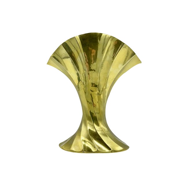 Sculptural Shell Vase in Brass, 1960s For Sale