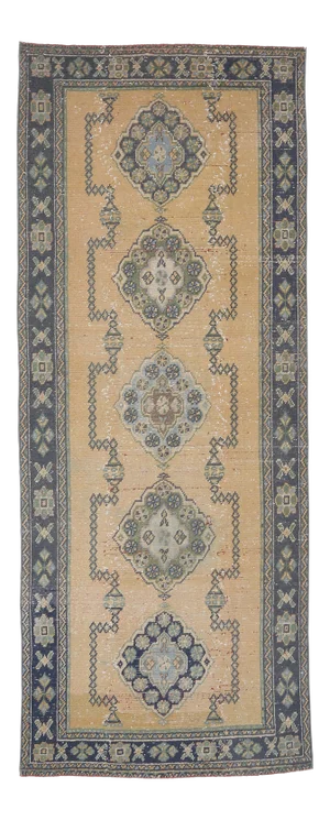 Vintage Turkish Hand-Knotted Runner Rug