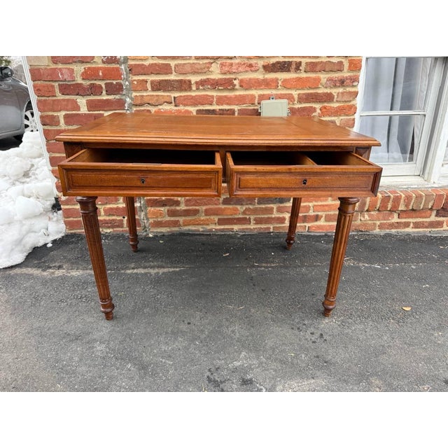 Antique Victorian Style Tooled Leather Writting Table Desk For Sale - Image 11 of 17