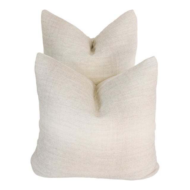 Custom Pair of Schumacher Style Ulta Soft Baby Alpaca Pillows, 24" X 24" Down Insert For Sale