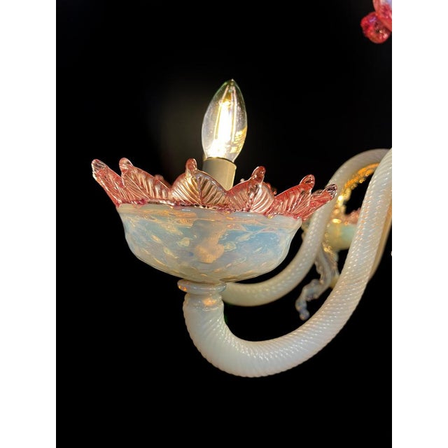 1950s Vintage Venetian Light Blue and Pink Chandelier, 1950s For Sale - Image 5 of 18