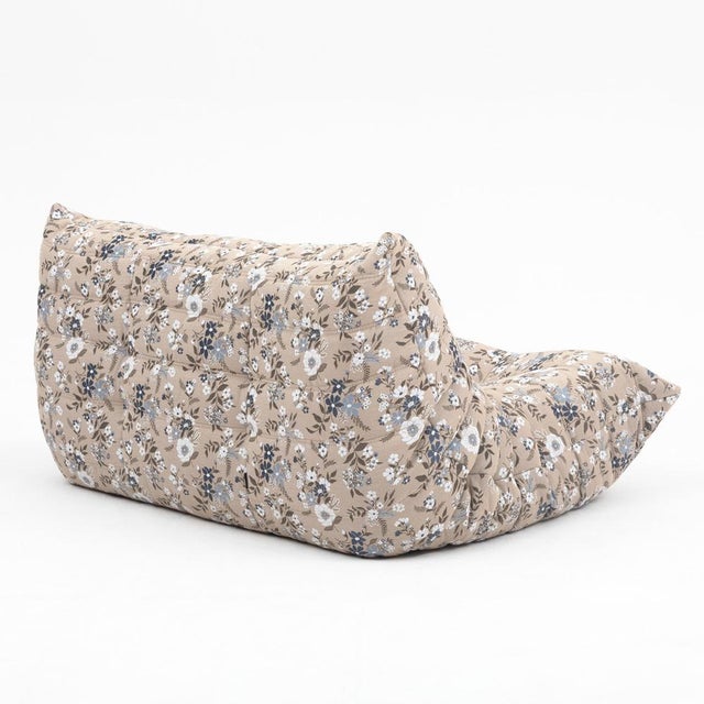 Animal Skin Togo Pouf and 2-Seater Sofa in Pattern by Michel Ducaroy for Ligne Roset, Set of 2 For Sale - Image 7 of 15