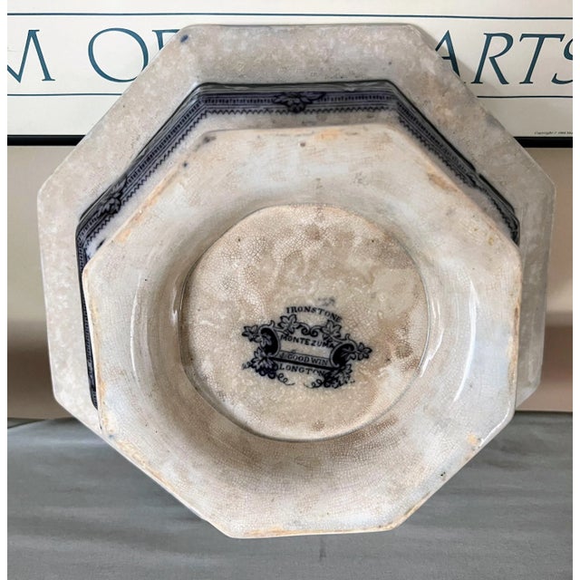Mid 19th Century 1841 Antique J. Goodwin Longton Montezuma Black Ironstone Octangle Bowl For Sale - Image 5 of 8