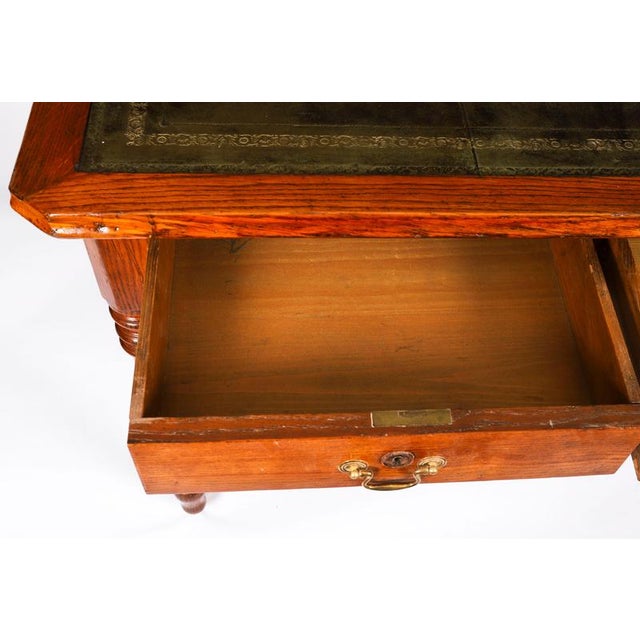 Antique Victorian 6 Drawer Oak Partners Writing Table Desk C1850 19th Century For Sale - Image 16 of 18