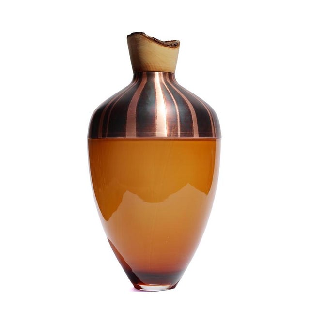 Contemporary Pattern Patina Nani Vessel in Copper and Brass by Pia Wüstenberg For Sale - Image 3 of 7