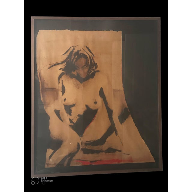 Original mixed-media figurative artwork on paper by Greg Lauren, nephew of Ralph Lauren featuring an expressive abstract...