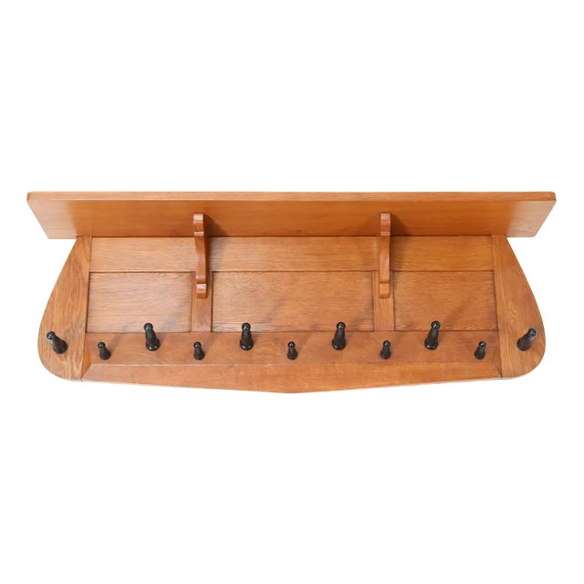 Art Deco Amsterdamse School Wall Coat Rack in Oak, 1920s For Sale