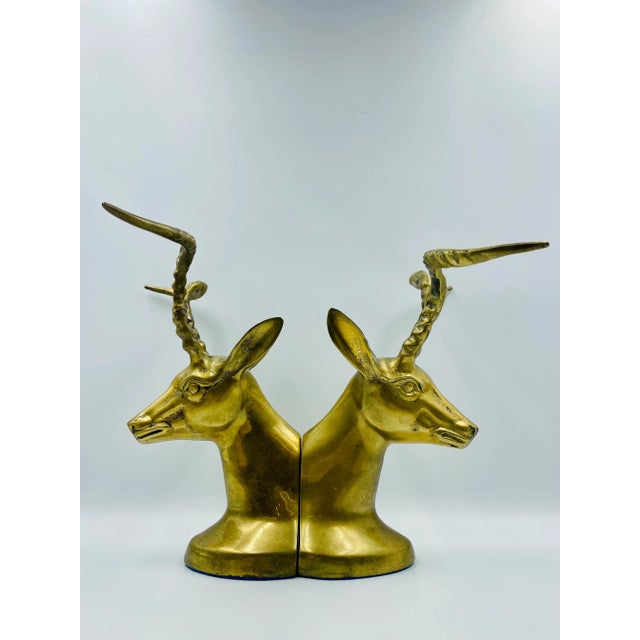 Mid 20th Century Regency Style Brass Gazelle Bookends - a Pair For Sale - Image 13 of 13