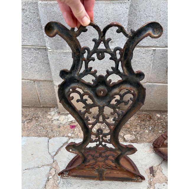 Metal 19th Century English Gothic Revival Cast Iron Wall Planters - A Pair For Sale - Image 7 of 12
