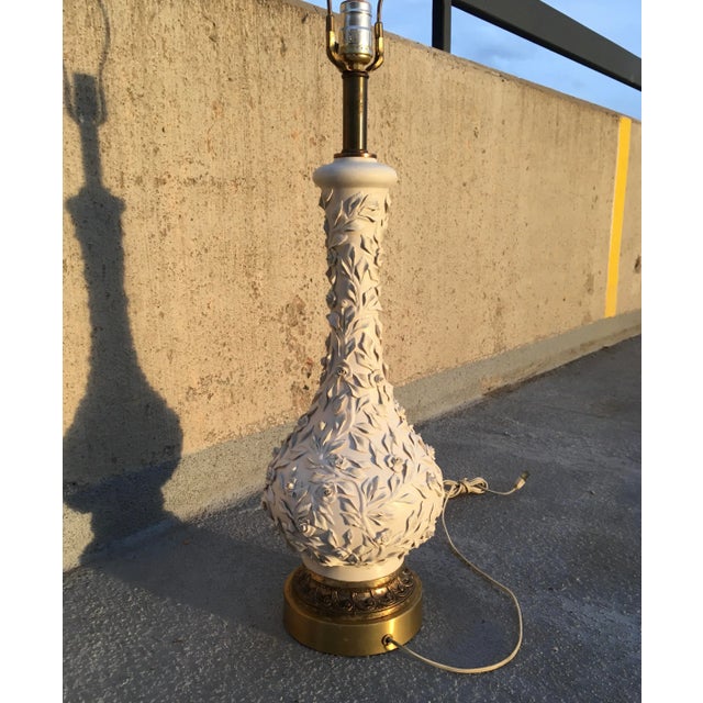 Marbro Style Blanc De Chine Table Lamp With Flowers For Sale In Denver - Image 6 of 13