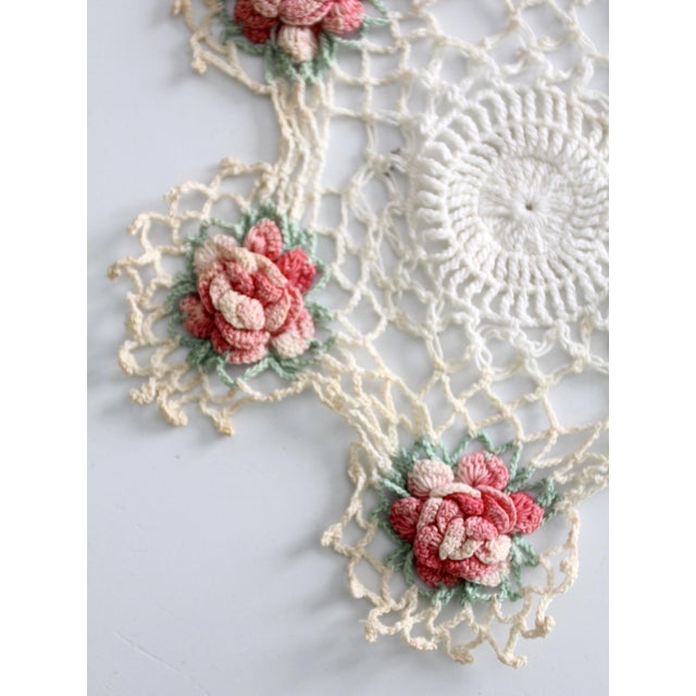 Vintage Crotchet Floral Doily For Sale - Image 6 of 10