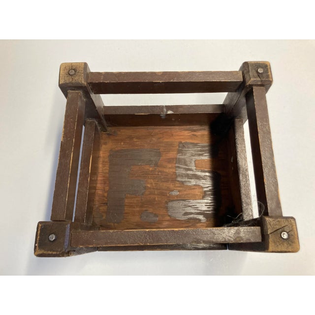 Bohemian Wood Stool Red Vinyl Small and Low For Sale - Image 4 of 5