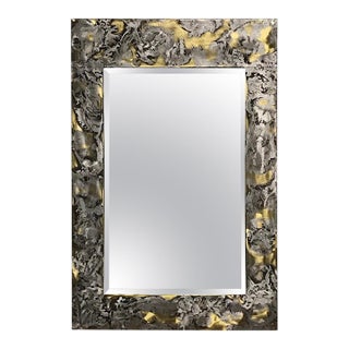 Mid Century Modern Brass and Aluminum Mirror For Sale