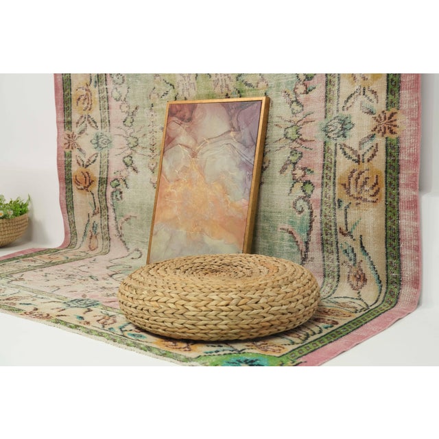 Textile 1970s Vintage Turkish Handmade Wool Cotton Pink Area Rug For Sale - Image 7 of 13