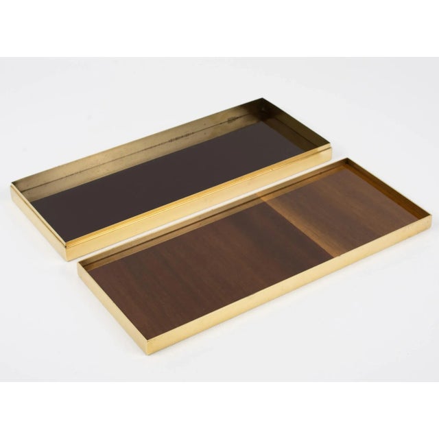 1970s Montagnani Italy Gilded Metal and Wood Marquetry Box For Sale - Image 5 of 8