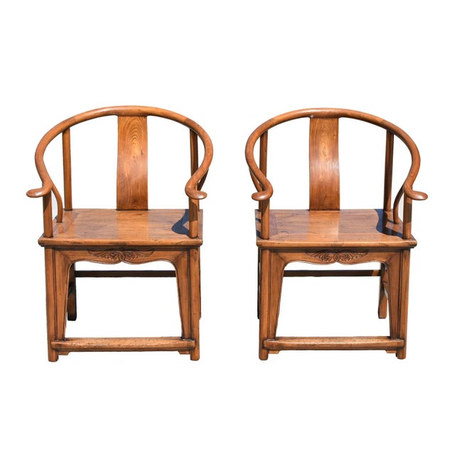 19th Century Chinese Horseshoe Chairs Pair For Sale - Image 13 of 13