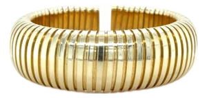 Late 20th Century Sidney Garber, 18k Yellow Gold Tubogas Domed Cuff Bracelet