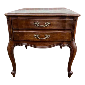 Vintage Louis XV Style Fruitwood Inlaid Nightstand by Weiman Furniture.