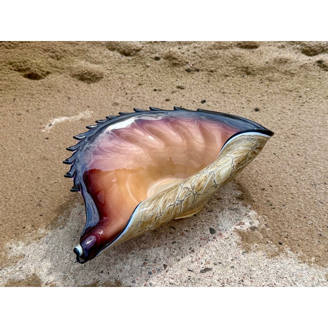 Mouth-Blown Glass Art Bowl in the Shape of a Shell, from the Jozefina Krosno Glass Art Manufactory, Poland, 1980s For Sale - Image 18 of 18