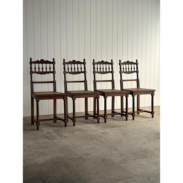 Traditional Set of Four Antique Dining Chairs With Carved Crest For Sale - Image 3 of 18