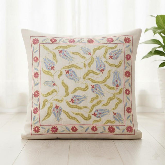 New Hand-Embroidered 100% Silk Cushion Cover – Authentic Uzbek Textile Art Elevate your home décor with this exquisite...