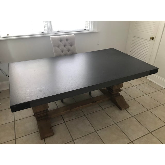 Restoration Hardware Salvaged Wood & Concrete Rectangular Trestle Dining Table | Chairish