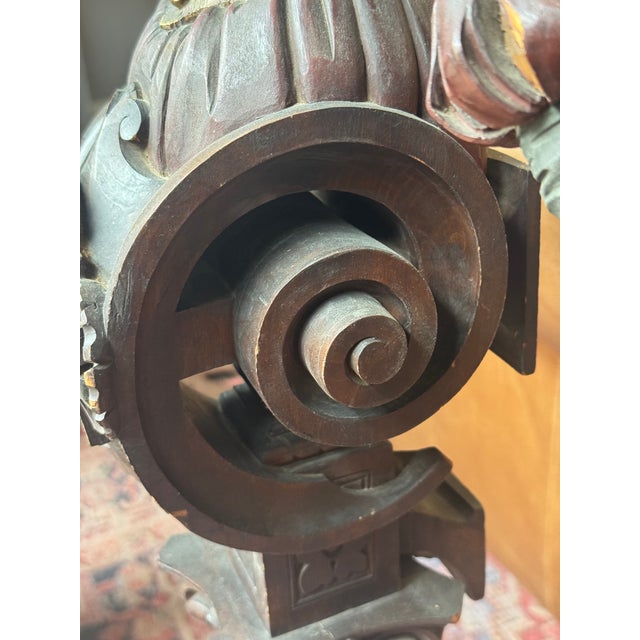 Antique Continental Wooden Medieval Noblewoman Figurehead- Architectural Salvage For Sale - Image 12 of 16