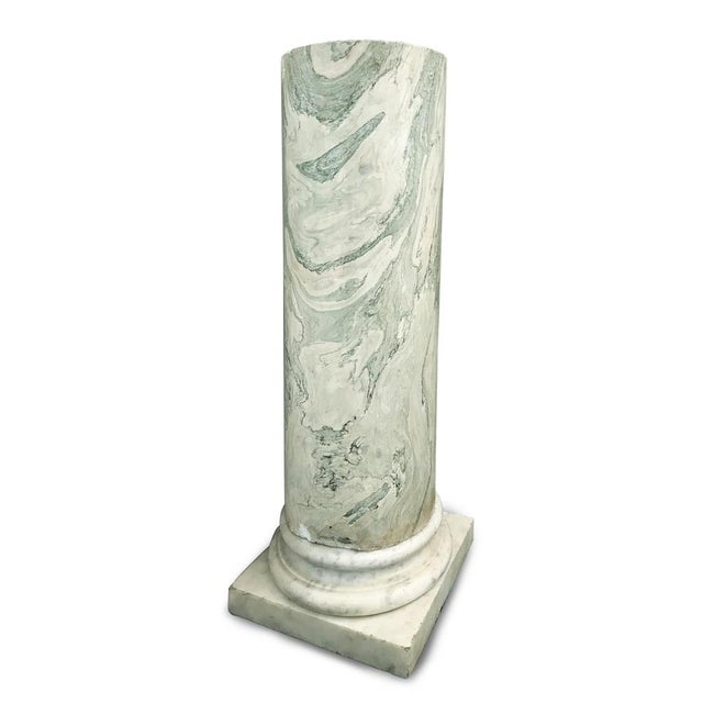 19th Century Handmade Green and White Marble Columns, Italy, Set of 2 For Sale - Image 4 of 5