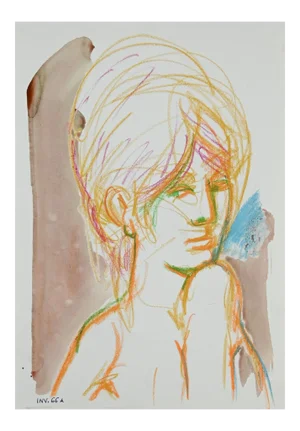 Leo Guida, Female Portrait, Pastel and Watercolor, 1960s