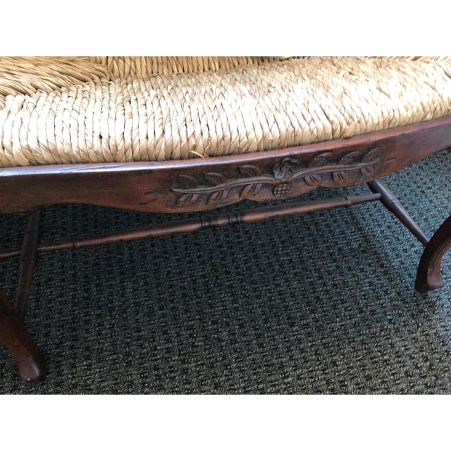 French Country Fremarc Custom French Provencial Bench With Brunschwig and Fils Cushion For Sale - Image 3 of 12