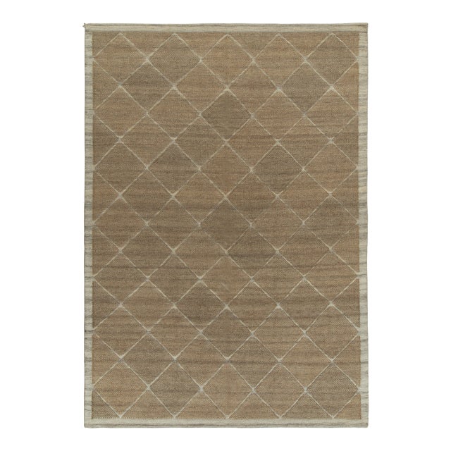 Rug & Kilim’s Scandinavian Kilim style Hemp rug in Beige-Brown Diamond Patterns - 3x10 For Sale