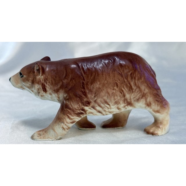 Mid-Century Modern Vintage Relco Ceramic Porcelain Brown Bear Figurine Japan For Sale - Image 3 of 6