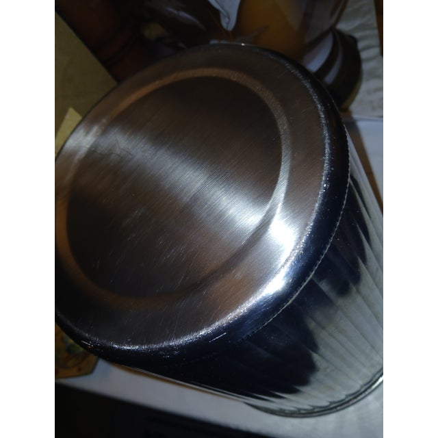 Vintage 90s Chrome Plated Fluted Metal Trash Bin Wastebasket For Sale In Naples, FL - Image 6 of 6