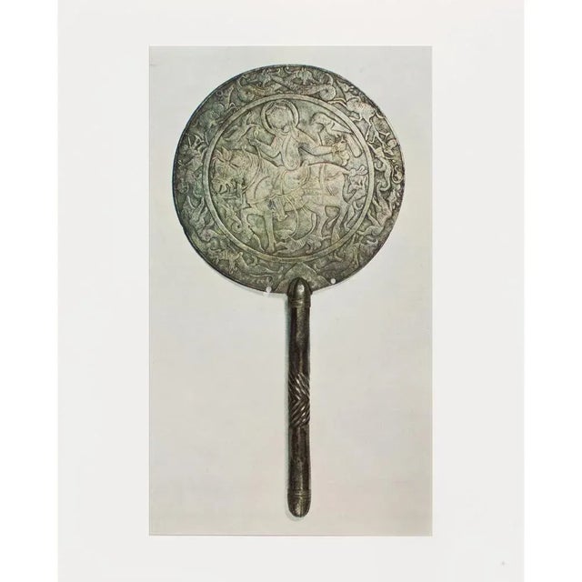 Early 13th Century Circular Steel Mirror, Original 1940s Swiss Photogravure For Sale - Image 9 of 9