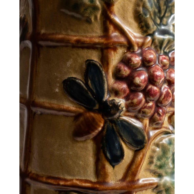 1900s French Amber Barbotine Ceramic Jug For Sale - Image 12 of 15