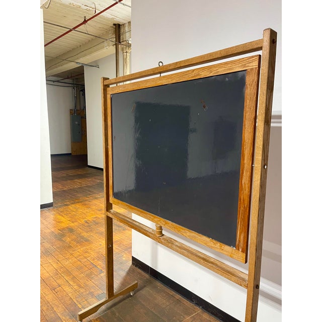 Vintage Old School House Two-Sided Standing Chalk Board For Sale - Image 4 of 7